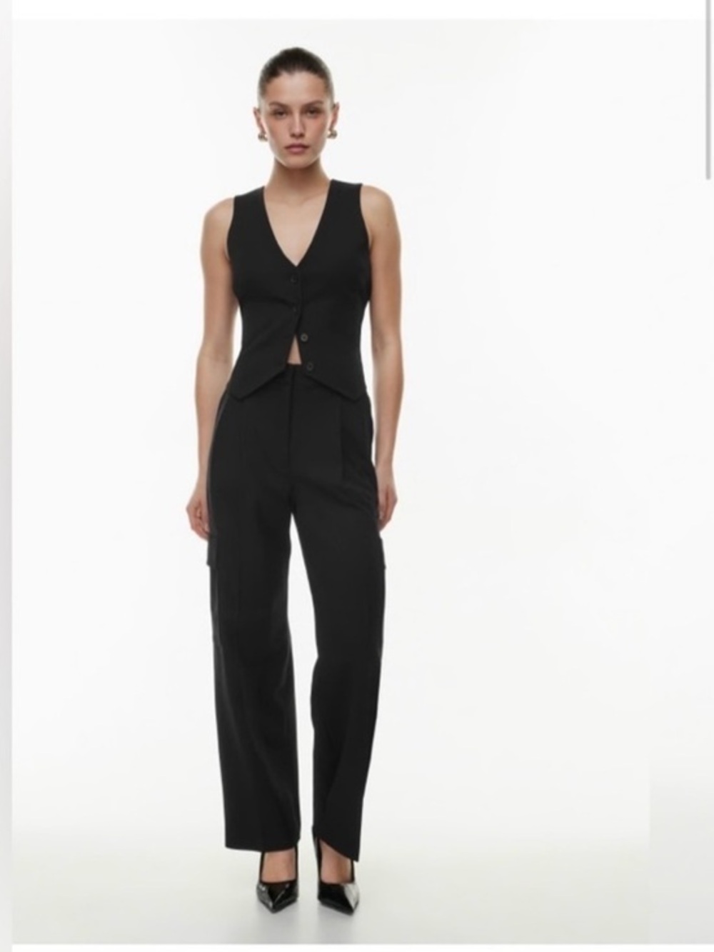 NWT Aritzia Babaton Spotlight Cargo Black Wide Leg Trouser Pant Size US 10